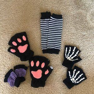 girls gloves fingerless typing 4sets+arm warmer